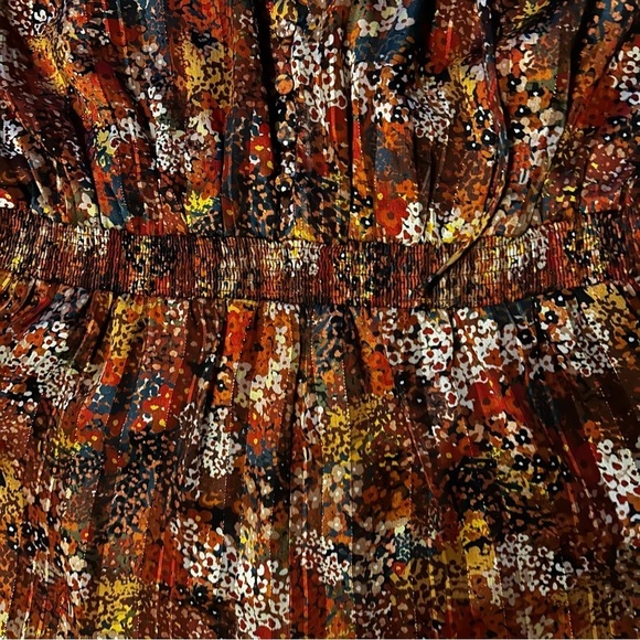 NWT Adelyn Rae Shorts Romper Womens Large Lined Brown Yellow Orange Fall Colors - Picture 4 of 5